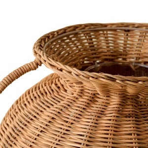 Jarrón Decorativo de Mimbre Natural Ecológico, Cuerpo Redondo con Asas, Hecho a Mano, Decoración para el Hogar, para Compradores al por Mayor - Product Image 2