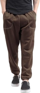 Pantalon de jogging décontracté en coton marron pour homme, taille élastique, poches latérales, tricoté mi-lourd pour l'automne - Product Image 5