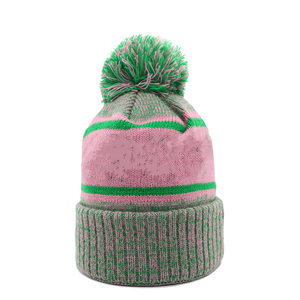 Écharpe en tricot jacquard à franges rayée rose et verte de qualité supérieure, unisexe, réversible, en mélange d'acrylique, longue et douce, idéale pour les sororités AKA - Product Image 3