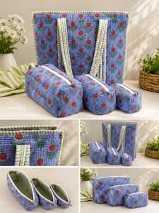 Ensemble de voyage matelassé de 4 pièces de qualité supérieure avec des sacs en tissu élégants pour l'organisation des bagages, les articles de toilette, les accessoires et les cadeaux - Product Image 3