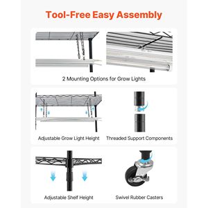Serre d'intérieur à 4 niveaux de 150 cm de haut avec éclairage de culture 180W spectre complet, minuteur, hygromètre et couvercle transparent pour jardin intérieur - Product Image 6