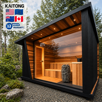 Sauna Exterior Moderna Kaitong para 2, 3 o 4 Personas, de Madera Termotratada, Hemlock, Vapor Seco, Cedro Rojo, para el Hogar, para 2 Personas