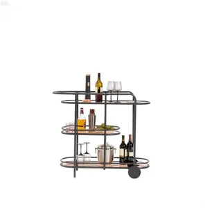 Carrito de Servicio de Bar de Metal Hecho a Mano Moderno para Decoración de Hogares de Lujo y Aplicaciones de Exhibición de Bebidas - Product Image 3