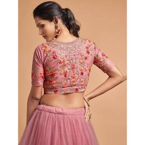 Increíble hilo Rosa polvoriento bordado función de red desgaste Lehenga Choli - Product Image 1
