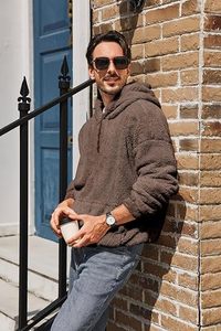 Men's Sherpa <b>Fleece</b> Hoodie Winter Warm <b>Teddy</b> Pullover Sweatshirt Custom Men's <b>Teddy</b> <b>Fleece</b> Hoodie Oversized Sherpa Sweatshirt - Product Image 4
