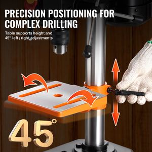Trapano a Colonna da Banco Regolabile 620/1140/1740/2340/3100 RPM 2.5A con Motore a Induzione, 8 Modalità di Foratura - Product Image 5