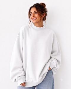 Sweat-shirt d'hiver personnalisable à col montant et manches longues en polaire respirante polyester/coton pour femme – Prix de gros abordable - Product Image 1