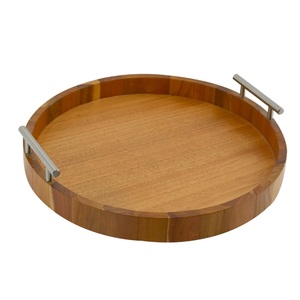 Heavy Duty Wooden Serving Tray Premium Natural Solid Wood Breakfast Tray For <b>Home</b> Kitchen Hotel Restaurant And Daily Use - Product Image 1