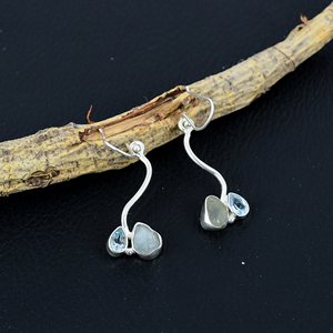 Best Quality Aquamarine Druzy Gemstone Wholesale 925 Sterling <b>Silver</b> Stylish and Elegant Fashion Dangle Earrings - Product Image 4