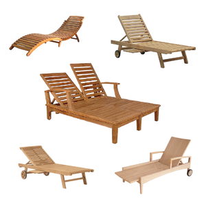 Chaise longue en bois de plage extérieure pour le côté de la piscine et les meubles de jardin - Product Image 6