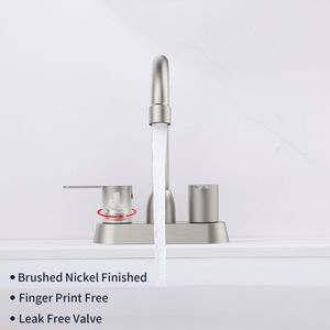 Rubinetto per lavabo bagno a 2 maniglie resistente, in nichel spazzolato, per camper, con montaggio centrale per lavabo a 3 fori con sensore - Product Image 2