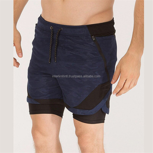 Shorts d'entraînement d'été pour hommes 100% coton, décontractés, séchage rapide, double couche, pour la gym, le jogging, le fitness et l'entraînement tactique, avec doublure intégrée - Product Image 6