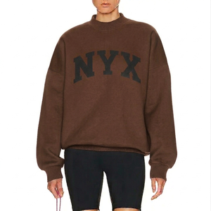 Sweat-shirt à col montant tendance, coupe oversize, en polaire douce, pull chaud pour l'hiver, streetwear décontracté, haut élégant pour tous les jours - Product Image 3