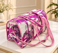 Sac de voyage de luxe en tissu de coton à imprimé tropical blanc, grande capacité, fermeture éclair durable, idéal pour le sport et les week-ends