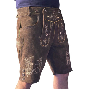 Lederhosen bavaroises authentiques pour hommes, shorts traditionnels pour l'Oktoberfest, en cuir tricoté, couleur unie, séchage rapide, légers - Product Image 2