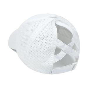 RICSA International White Leather Ponytail Sports <b>Cap</b> 3D Embroidery Logo Breathable Adjustable for Unisex Outdoor Use Spring - Product Image 2