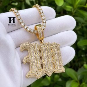 Pendentif personnalisé en gros avec nom, collier initial 3D serti de diamants baguette, pendentif hip-hop lettre gothique personnalisée - Product Image 5