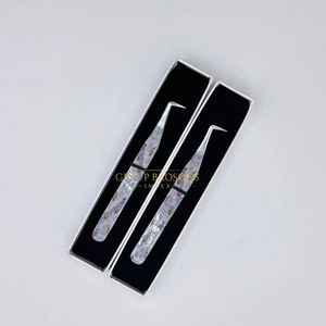 Puntas de acero inoxidable plateadas para extensión de pestañas, con revestimiento de papel de 10 mm, antiaestáticas, antimagnéticas, de 90 grados, para volumen y aislamiento. - Product Image 1