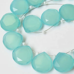 Calcedonia Azul Agua, Corte en Forma de Lágrima, Facetada, Forma de Corazón, para Joyería, 14x14 mm, Mayorista, Suministros - Product Image 4