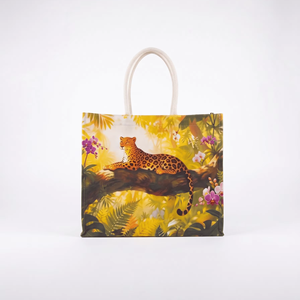 Bolsas de Playa Ecológicas de Lona de Algodón con Estampado Animal, Cierre de Cremallera, Asas de Tela Serigrafiadas, Logotipo Personalizado, Reutilizables - Product Image 1