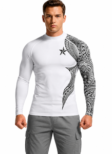 Camiseta de Compresión de Alta Calidad para Hombre, Secado Rápido, Personalizable con Logotipo, Sublimación, Mangas en Contraste, Cuello Redondo, Protección UV, para Gimnasio y Entrenamiento - Product Image 3