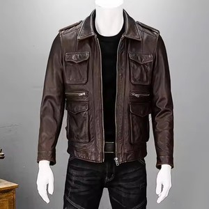 Fine Quality New Arrival Soft Touch Cowhide Leather Fashion Custom Jacket for <b>Men</b> Male Slim Fit Biker Motorcycle jacket for <b>men</b> - Product Image 3