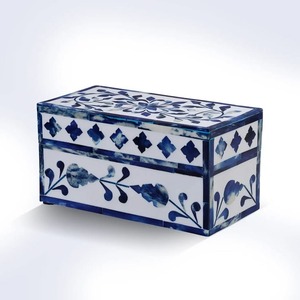 Caja de Joyería de Madera Estilo Marroquí con Patrón Verde y Blanco, Forma Rectangular con Tapa para Almacenamiento - Product Image 3