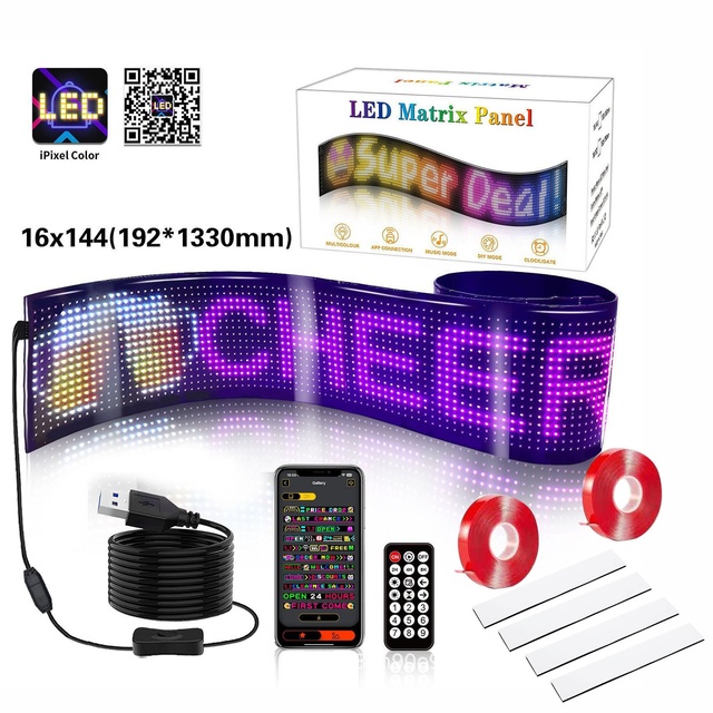 FYX Stock LED Display for Cars Shop Window Advertising Screen APP Control RGB Flexible Display BT Powered