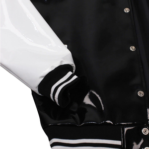 Mens Premium <b>PVC</b> Leather Varsity Jacket Stand Collar Front Logo Retro College Letterman High Quality <b>Top</b> Selling - Product Image 3