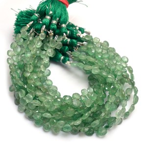 AAA+ Quartz 5mm-7mm Faceted Heart Briolette Beads Natural Green Strawberry Quartz Semi Precious Gemstone Loose Beads For Jewelry - Product Image 5