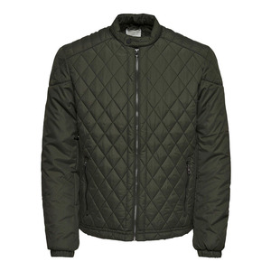 Chaqueta Bomber Acolchada para Hombre, Color Sólido, Cuello Alto, Cierre de Cremallera, Resistente al Viento, Ropa Exterior Informal para Otoño - Product Image 3