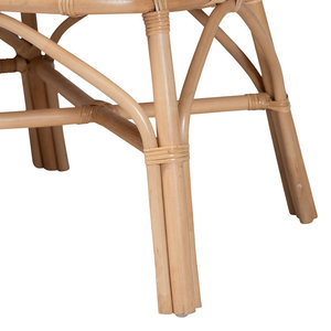 Eliava Banc d'appoint en rotin naturel Causeuse de style bohème côtier avec dos festonné Coussin amovible pour le salon - Product Image 3