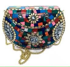 AL MALIK CRAFT 2026 Bolso de Mano de Lujo Hecho a Mano con Pedrería y Metal Plateado para Mujer, Elegante Bolso de Fiesta y Boda AMC320 - Product Image 4