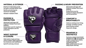 ถุงมือฝึกซ้อม MMA Dumela International EVO สีม่วง หนังแท้ ระบายอากาศได้ดี บรรจุภัณฑ์แบบกำหนดเอง คุณภาพสูง ป้องกันได้ทุกฤดู - Product Image 5