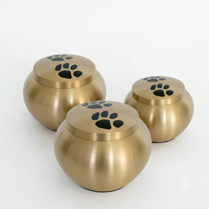 Brass Pet Cremation Urns Dog Cat Ashes Memorial Keepsake Metal Funeral Pot Custom Engraved Paw Print Ash Holder <b>Jar</b> Wholesale - Product Image 1