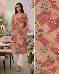 Majestic Horizon Natural Silk Crepe Sultana Pastel Matte Al-Anoud Floral Impressionist Breathable V-neck Apparel Dress Fabric - Product Image 4