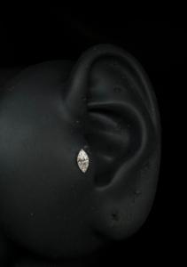 Marquise Shape Lab Grown Diamond <b>Earrings</b> 14K <b>Gold</b> Dainty Stud Jewelry For Helix Conch <b>Cartilage</b> Piercing And Gifting - Product Image 2
