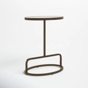 Mesa Auxiliar Redonda Moderna para Sofá con Base Curva Abierta, Estructura Delgada de Soporte y Superficie Elevada, Ideal para Bares Modernos - Product Image 3