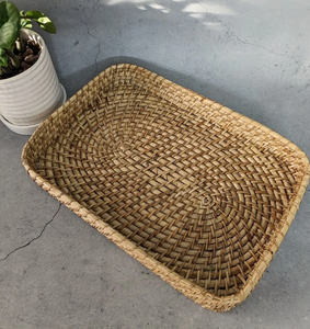 Ensemble de 2 plateaux décoratifs et de service en rotin, forme ovale, style classique, produit très demandé - Product Image 4