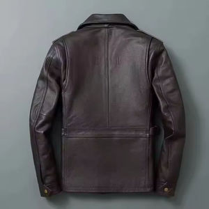 Men's Genuine Premium PU <b>Leather</b> Eco-Friendly Windproof High Street Style Motorbike Jacket Black Vintage Slim Fit Stand Collar - Product Image 1