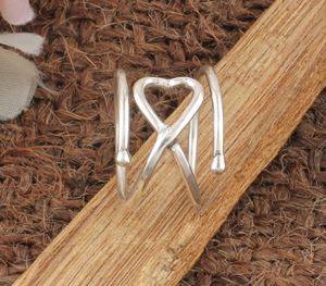 Bague en argent sterling 925 avec serti clos en forme de cœur, pour femme, bague géométrique épaisse en forme de cœur, bijoux fins d'esthétique rétro - Product Image 2