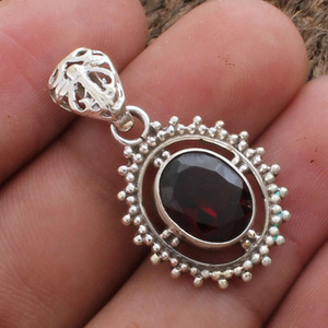 Natural Red Garnet Pendant 925 Sterling Silver AAA Quality Mozambique Platinum Plated <b>Vintage</b> Necklace January Birthstone - Product Image 4