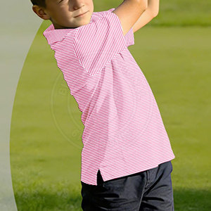 Polo de golf pour jeunes personnalisé avec votre logo, en tissu extensible doux de qualité supérieure offrant un confort durable pour l'extérieur - Product Image 6
