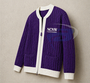 NCNW Sorority <b>Cardigan</b> <b>Sweater</b> Purple & white Embroidery Stylish College Apparel for Women Knitwear Casual Acrylic Knit <b>Sweater</b> - Product Image 3