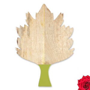 Tabla de cortar de madera con forma de hoja de arce hecha a mano, al por mayor, personalizada, con mango verde, tabla de servir de madera natural ecológica para - Product Image 1