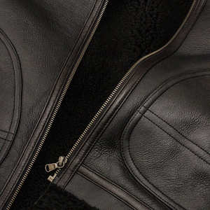 Chaquetas de Piel de Oveja Auténtica de Última Moda, Chaqueta de Piel Clásica Personalizada en Color Marrón, Ropa Exterior de Cuero - Product Image 4