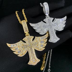 “จี้ไม้กางเขนมีปีกเย็น-จี้เพชรฮิปฮอปขนาดเล็ก-สร้อยคอประดับอัญมณีชุบทอง & เงิน - Product Image 4