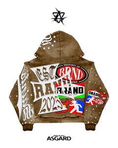 Sudadera con Capucha y Cremallera de Mezclilla para Hombre ASGARD, Estilo Urbano, Chaqueta Oversize Estampada con Logos de Marca y Diseño de Estrellas, Estilo Otoñal - Product Image 5