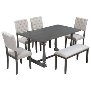 Set da Pranzo a 6 Pezzi con Forme Speciali, Sedute e Schienali Rivestiti in Schiuma, Design Unico delle Gambe, Include Tavolo e Sedie - Product Image 4
