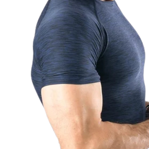 T-shirt de compression pour homme bleu marine personnalisé, séchage rapide, entraînement en salle de sport, course à pied, fitness, athlétique, manches courtes, performance - Product Image 2